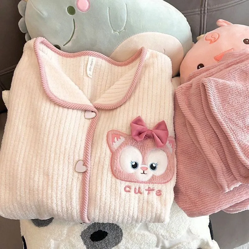 Милая пижама Disney Lina Bell для девочек кардиган коралловый бархат студенческий