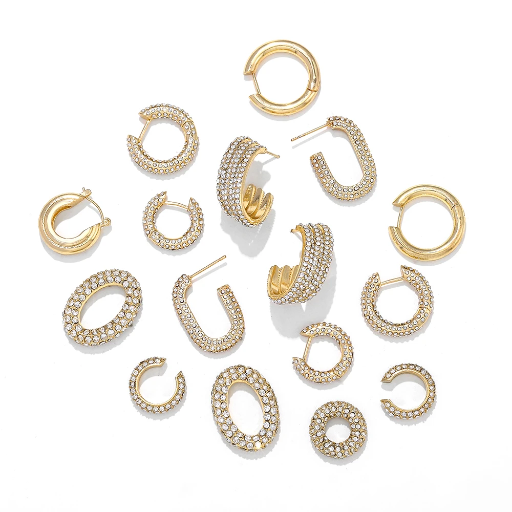 

Модные серьги-кольца для женщин, циркониевые камни с микрозакрепкой, крупные кольца, Пряжка для ушей, ювелирные изделия, подарок