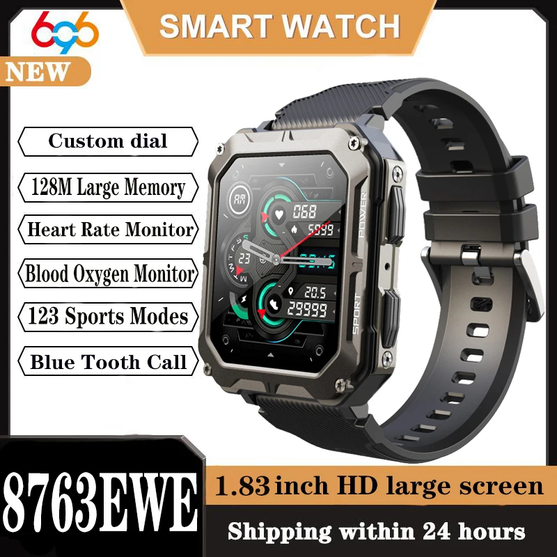 

Men Smartwatch C20Pro Outdoor Smart Watch Blood Pressure Waterproof Blue Tooth Call 128M Memory 123 Sports Modes For Android Ios