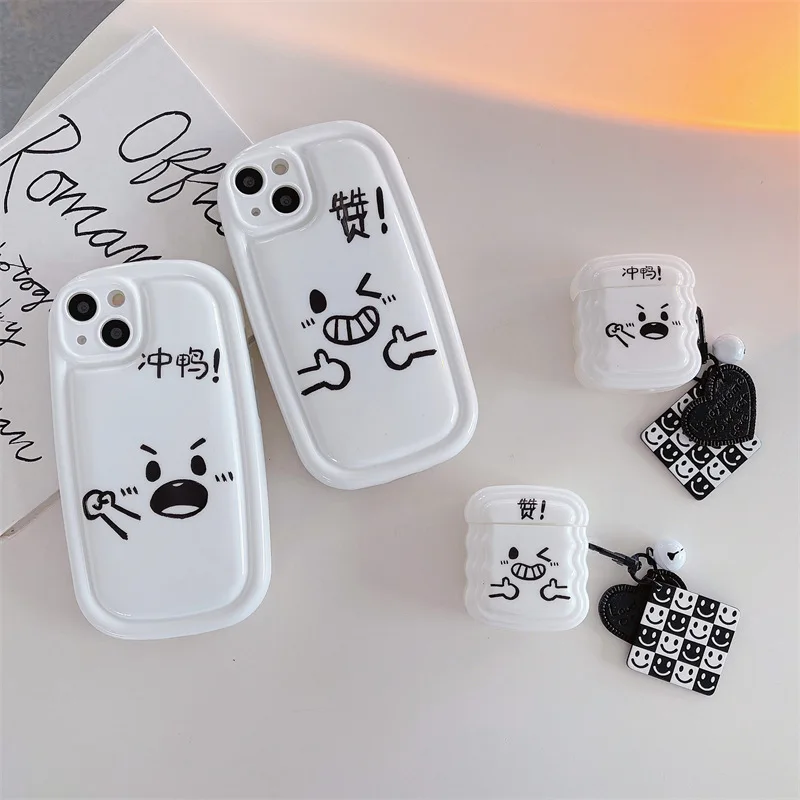 

Simple Wave Expression Case for Apple AirPods 1 2 3 Pro Cases Cover IPhone Bluetooth Earbuds Earphone Air Pod Pods Case