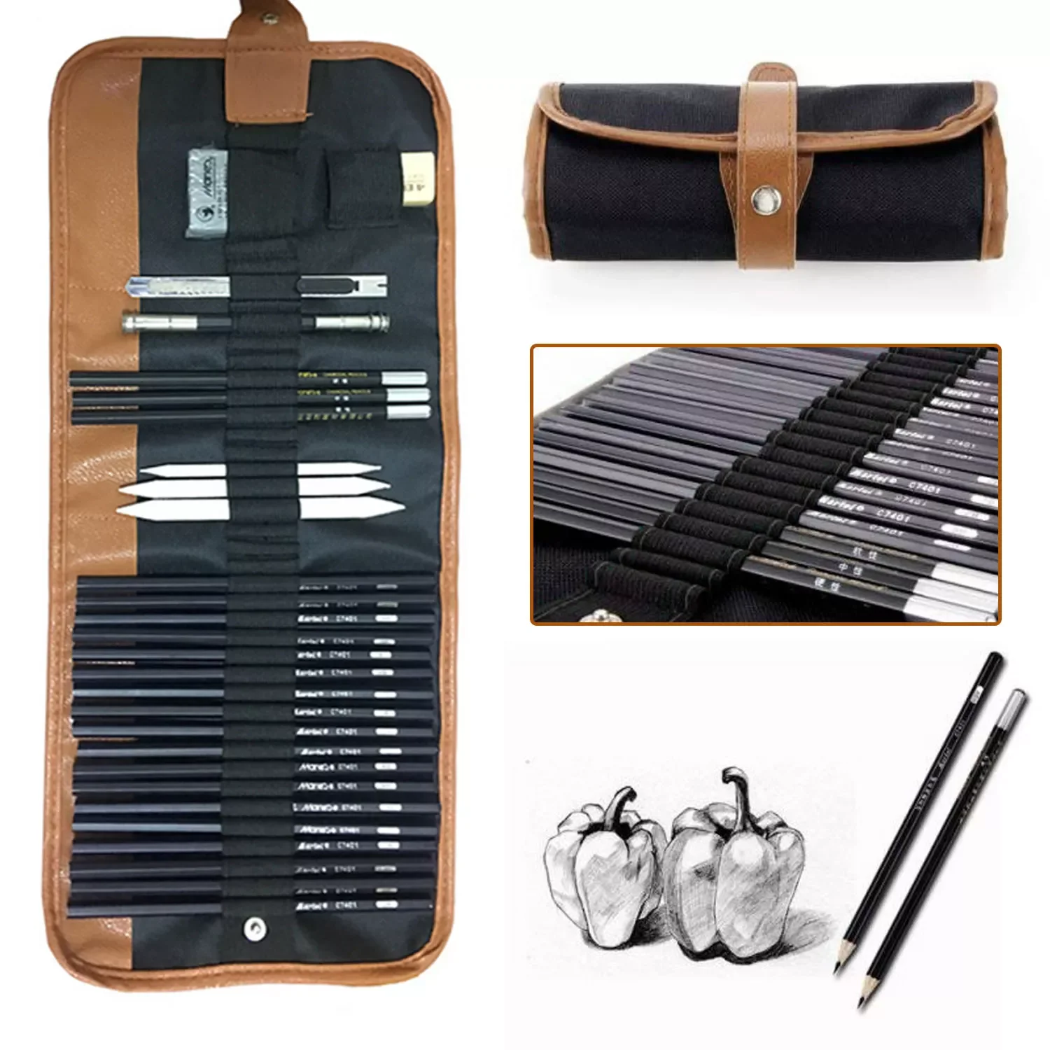 

29pcs Drawing Painting Sketch Kit Set with Pencils Erasers Sharpener for Artist Beginner Student Sketching Supplies