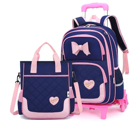 School Rolling Bag for girls with handbag backpacks Wheels School Trolley Bag Wheeled backpack Bag for kids Rolling Satchel bags