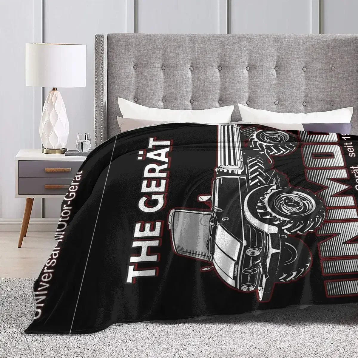 Плед THE GREAT UNIMOG (универсальный двигатель-Gerat) -на черном одеяле постельное белье