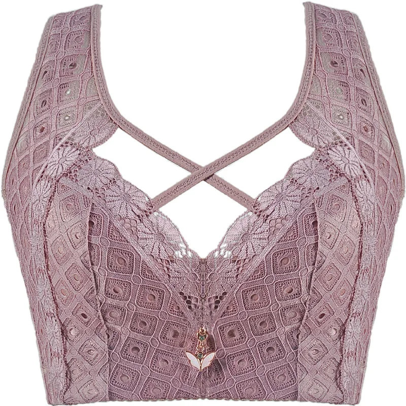 Lace Wireless Bra Hollow Out Vest Bras C D E Cup Brassiere Femme Sexy Lingerie for Plus Size Women