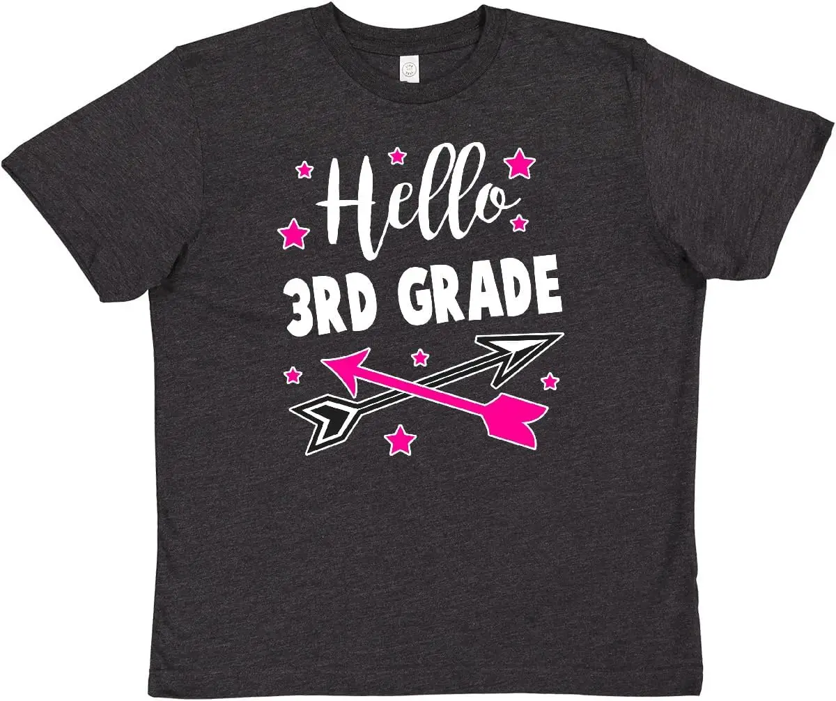 inktastic Hello 3rd Grade зі стрілками та зірками в білій молодіжному футболці