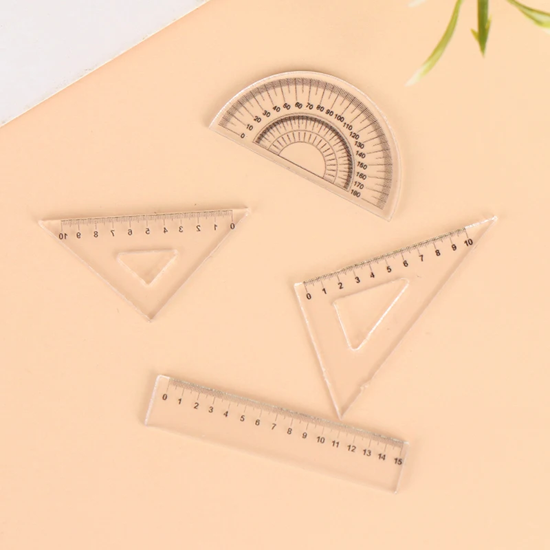 

4PCS 1:12 Dollhouse Miniature Mini Learning Ruler Set Learning Drawing Simulation Model For Doll House Decor Accessor Kids Toy