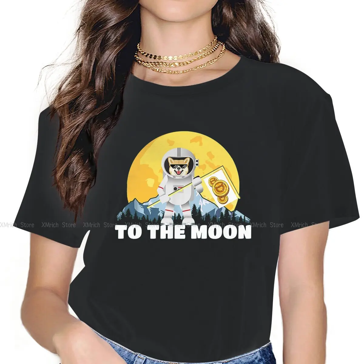 

Dogecoin To Moon Female Shirts Bitcoin Cryptocurrency Art Oversized Vintage Women Clothes Harajuku Casual Feminine Blusas