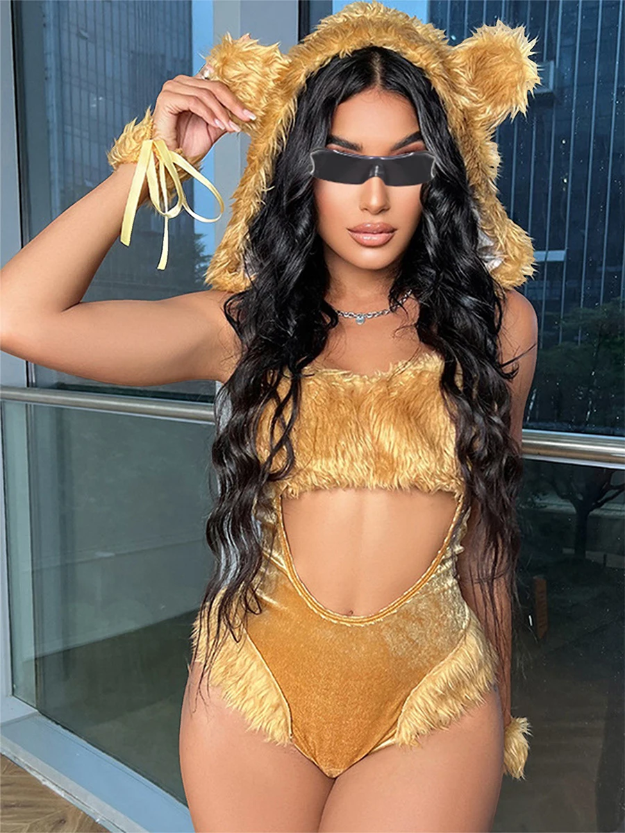 

Женское зимнее нижнее белье, боди, костюм кошки, вырез, открытая спина, женское нижнее белье, эротический браслет