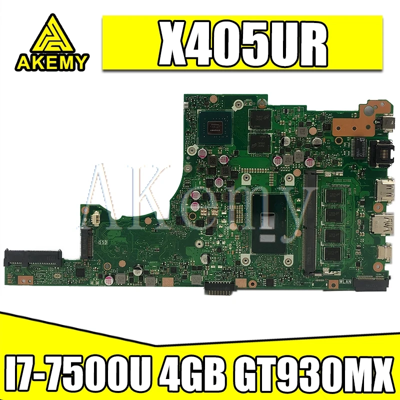 

Akemy X405UR для Asus X405U X405UN X405UR X405URR X405URP X405UQ X405UF Laotop материнская плата X405UR системная плата GT930MX 4 Гб