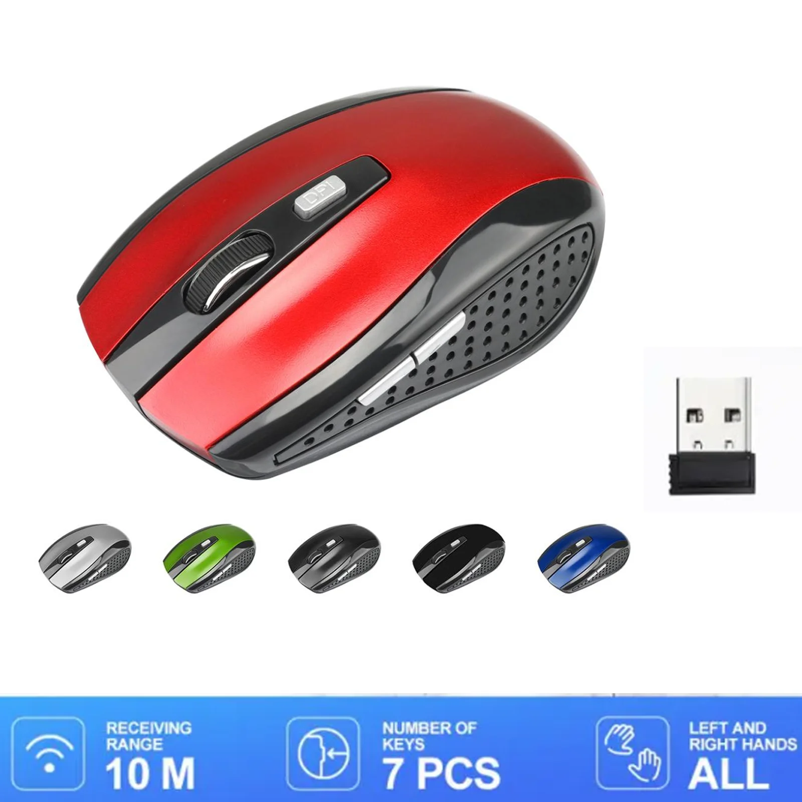 

Adjustable 2.4ghz Computer Mouse Ergonomic Gaming Mouse 6 Buttons Optical Gamer Mice For Laptop Pc With Usb Receiver 1600dpi