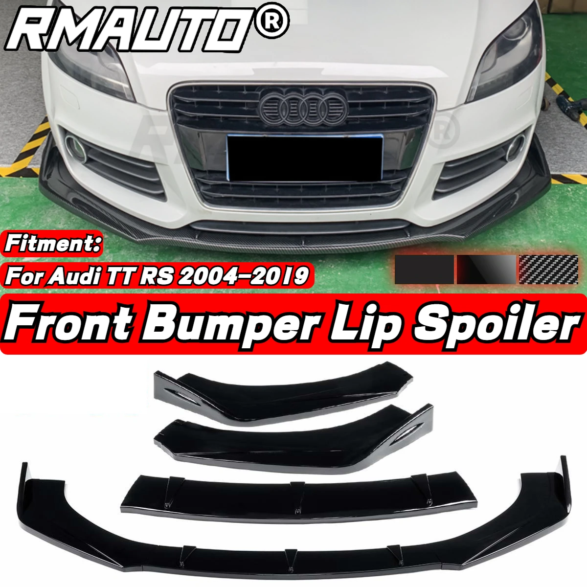 RMAUTO 3PCS TT RS Auto Front Stoßstange Splitter Lip Splitter Körper Kit Spoiler Diffusor Protector Schutz Für Audi TT RS 2004-2019