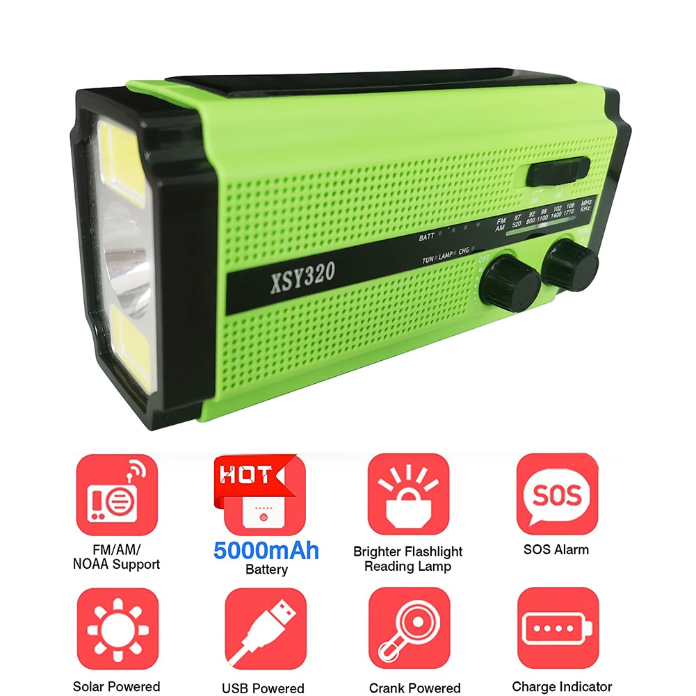 9 inch radio solar hand crank emergency radio flashlight read light amfm usb phone charger eu version built in speaker free global shipping