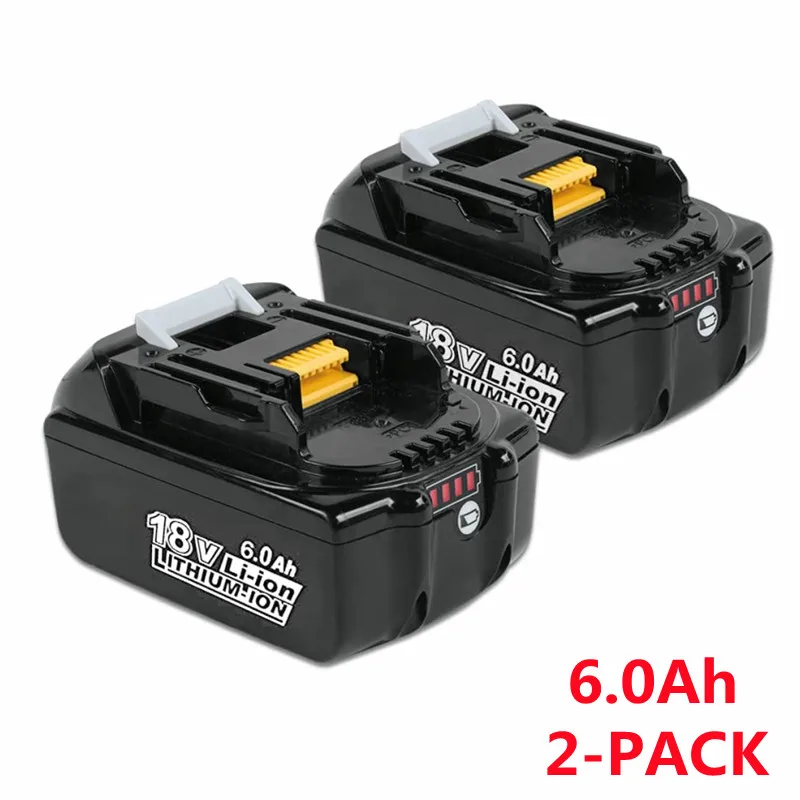 

2 упаковки, сменный аккумулятор 6,0 Ач для Makita 18 в, аккумулятор BL1860B, литий-ионный аккумулятор BL1860, BL1850, BL1830, LXT400, беспроводные электроинструменты