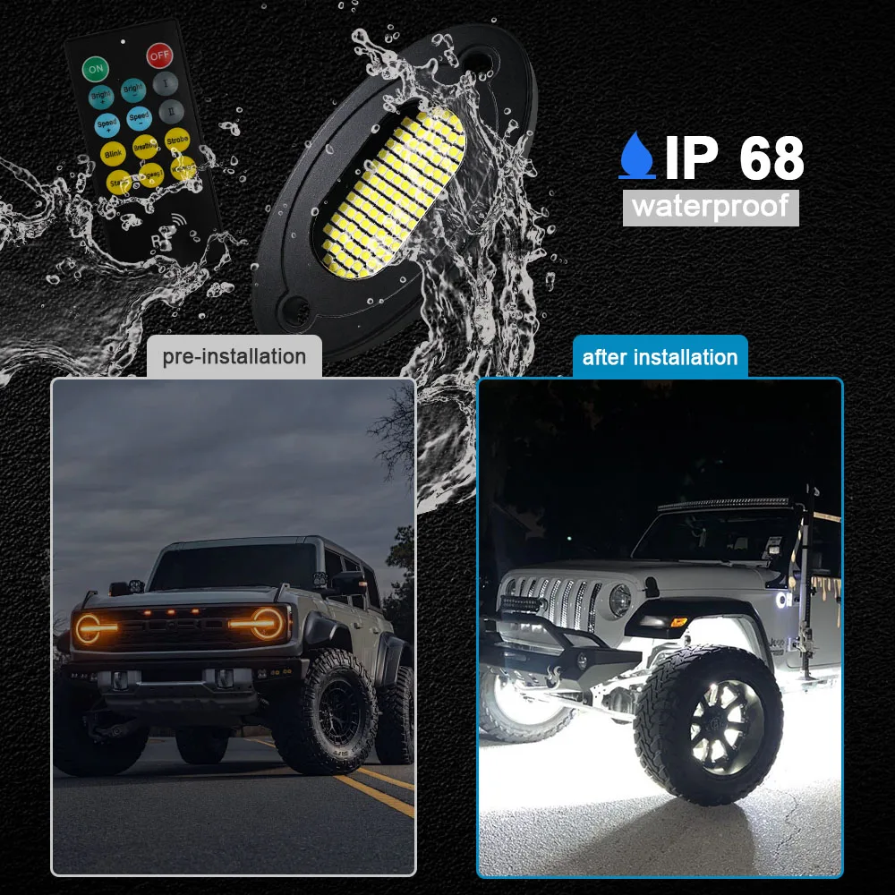 Kingshowstar белый 108LED Rock Lights 4 шт. в комплекте алюминиевая модификация для грузовиков
