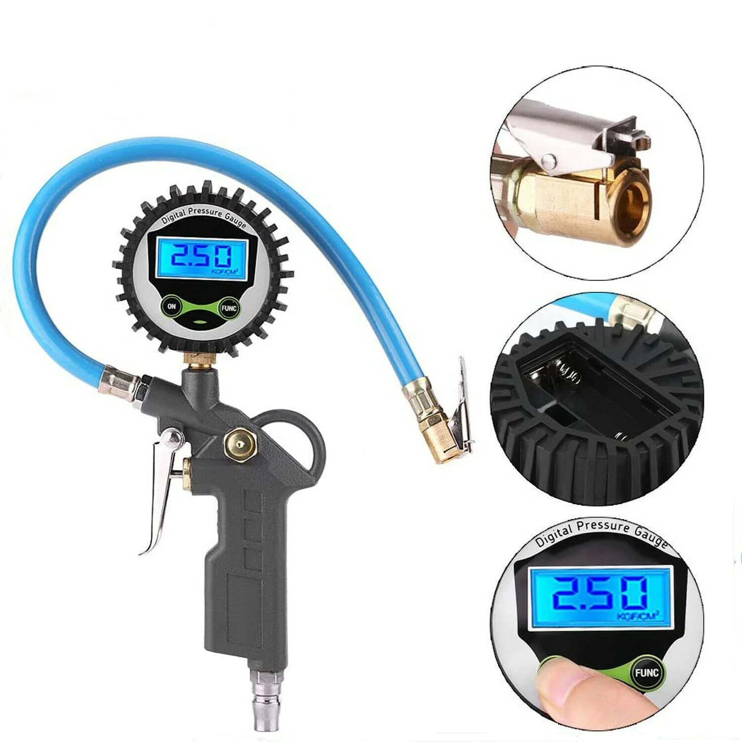 

200PSI Car Tire Air Pressure Inflator Gauge LCD Display LED Digital Backlight Vehicle Tester Inflation Monitoring Manometer