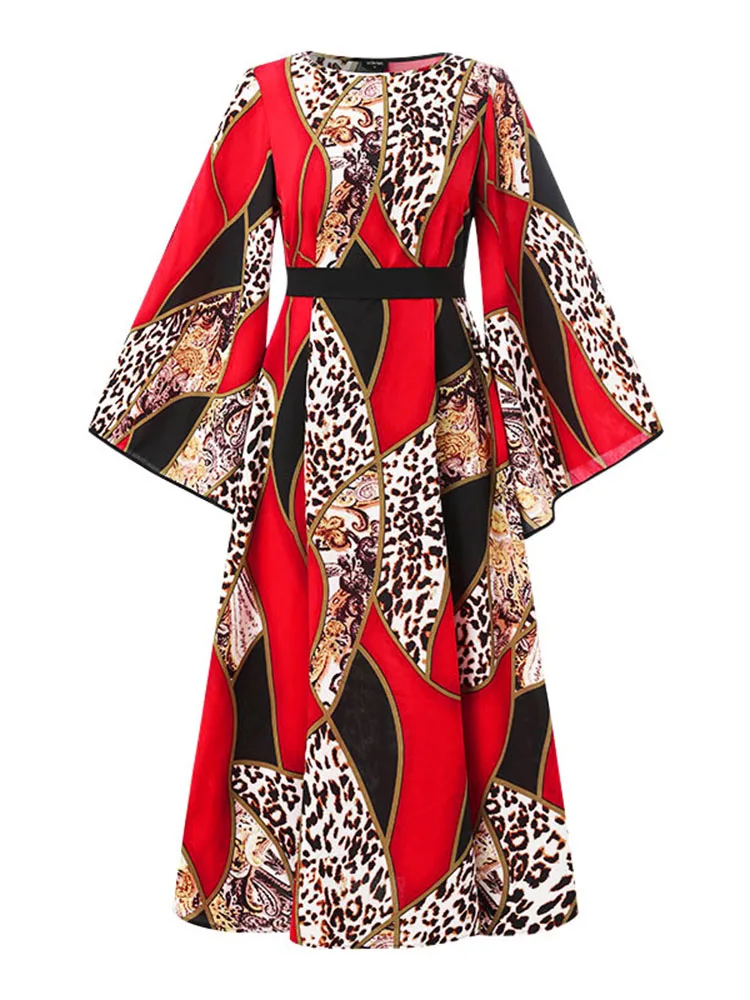 2023 стильный сарафан VONDA с высокой талией женское летнее платье длинным рукавом и