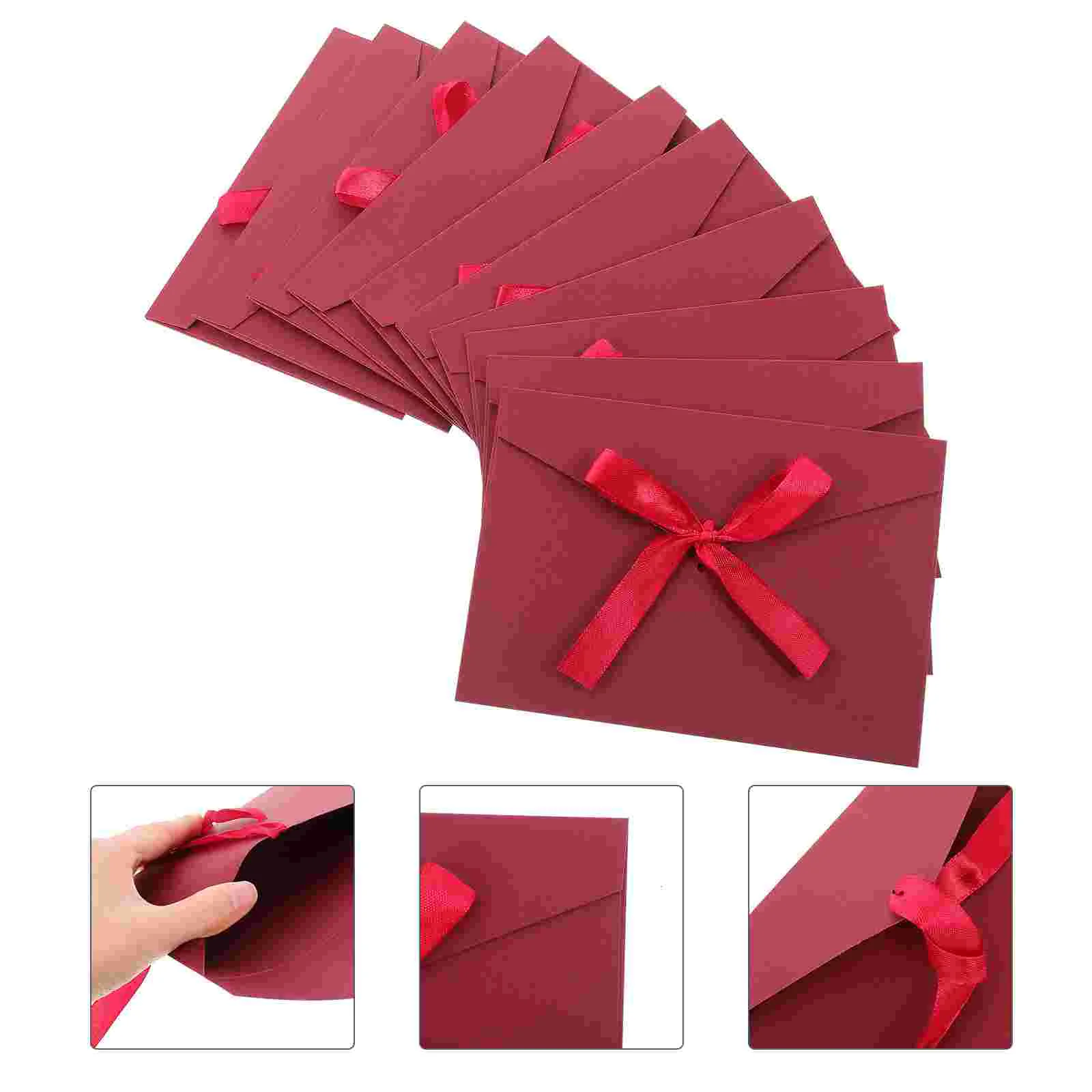 

10Pcs Postcard Envelope with Bow-tie Thickened Envelope for Invitation and Blessing Cards