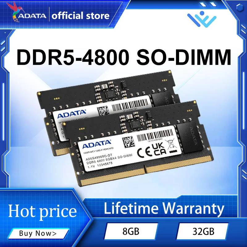 

ADATA DDR5, 8 ГБ, 32 ГБ, 4800 МГц для стандартной оперативной памяти SO DIMM 4800MT/s, игровая память серии Weilong, 40CL, лидер продаж
