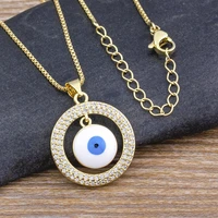 nidin classic round inlaid turkish evil eye pendant cz copper womens necklace fashion long snake chain jewelry fine party gifts