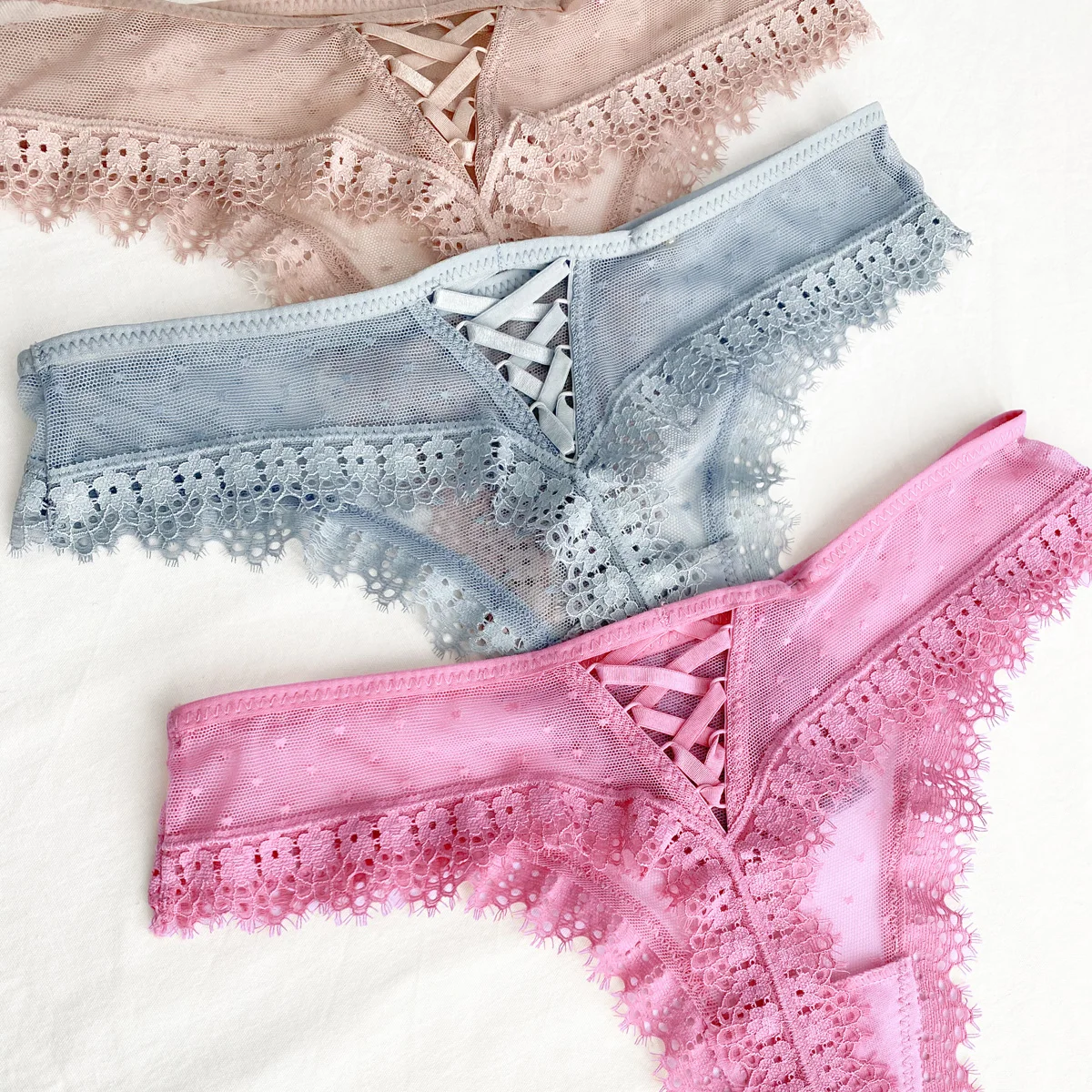 

Кружевное нижнее белье в горошек, женские трусики с перекрещивающимися бретелями, с отделкой сзади, из хлопка, с ластовицей, женское нижнее ...