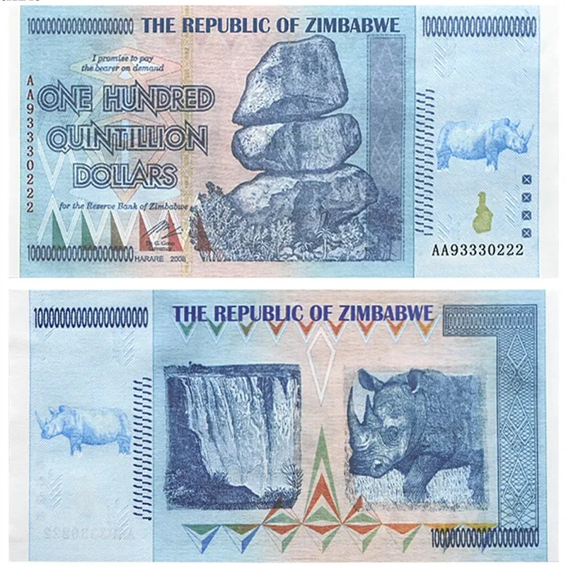 5 ~ 100 шт. банкноты Зимбабве сто квинтиллионов долларов бумажные деньги зеленый