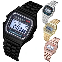 f91w watches steel strap watch women men business clock multifunction led digtal sports wrist watch electronic clock