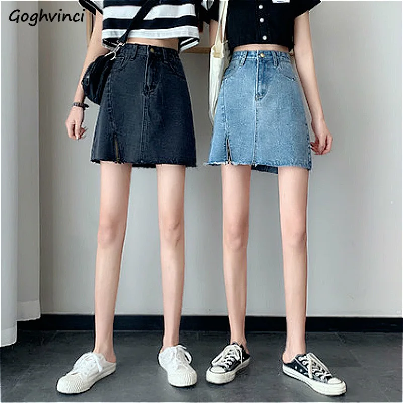 

Skirts Women Summer High Waist All-match Korean Style Daily Casual A-line College Fashion Popular Basic Design Solid Hot Sale