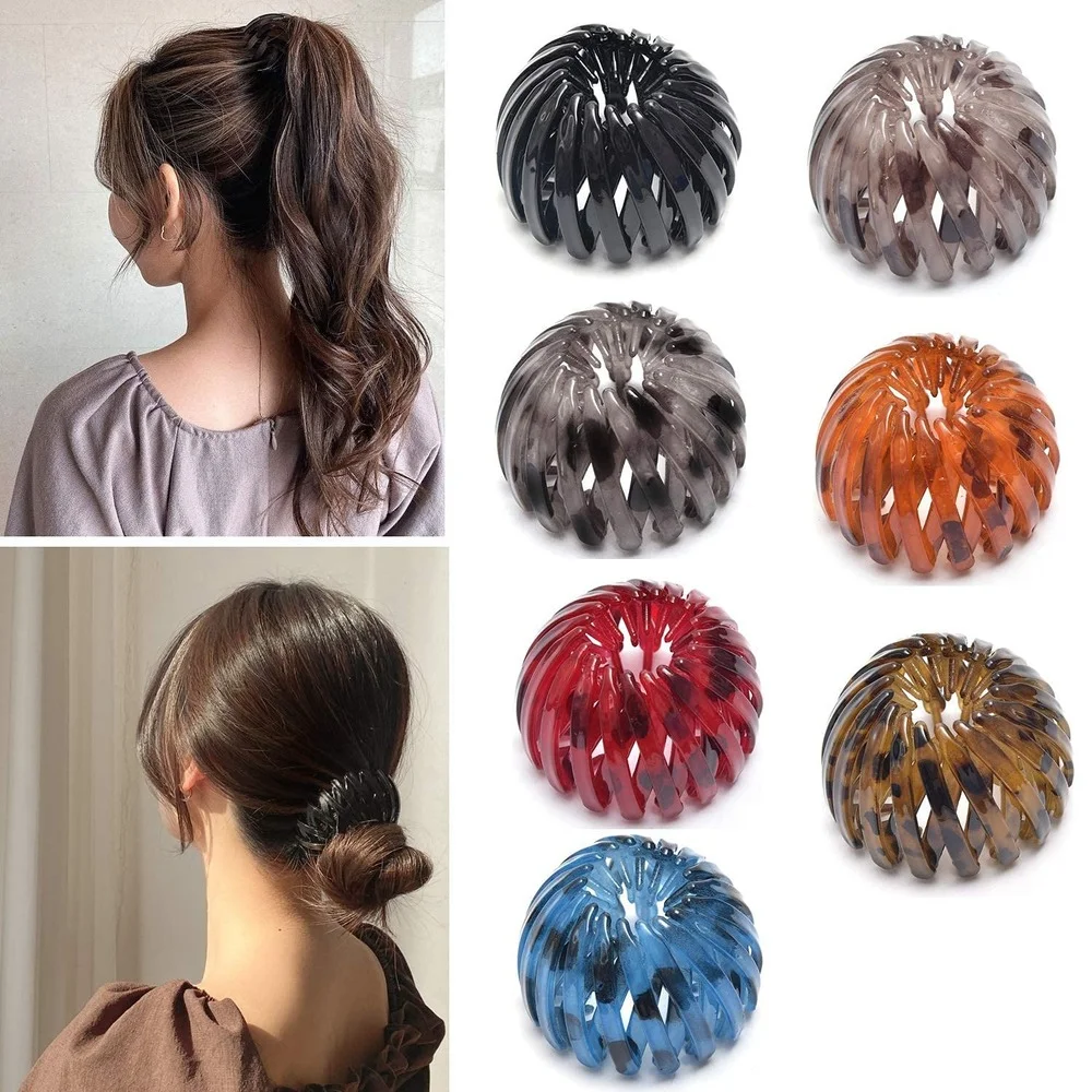 

Lazy Bird’s Nest Plate Hairpin Rhinestone Buckle Hairpins Bun Hairpin Retractable Ponytail Holder Hair Claw Headwear For Women
