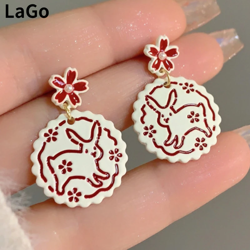 

Trendy Jewelry 925 Silver Needle Splicing Color Little rabbit Earrings For Women 2023 Trend New Flower Ear Accessories Wholesale