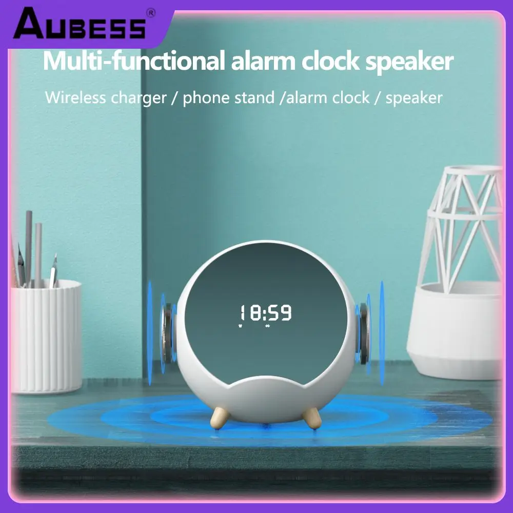 

4000mha Led Alarm Clock Clock Display Speaker Multi-function Wireless Speaker Phone Holder Wireless Charger