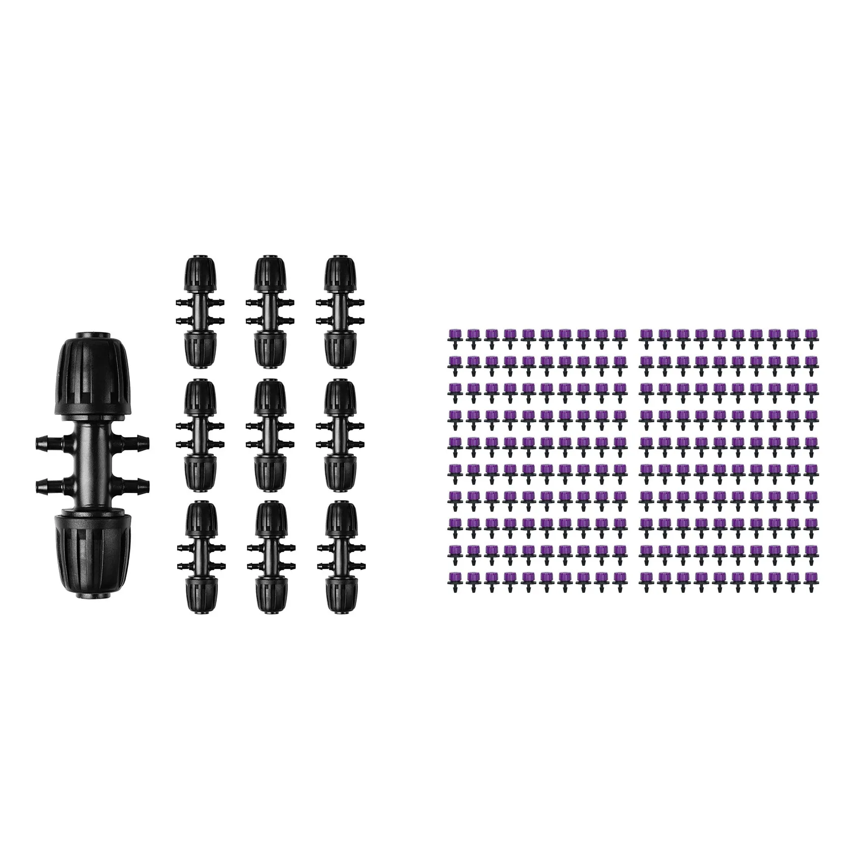 

10PCS Barbed Tee Irrigation Tube Anti-Drop Premiun Fitting With 200PCS Adjustable Micro-Type Drip Irrigation System