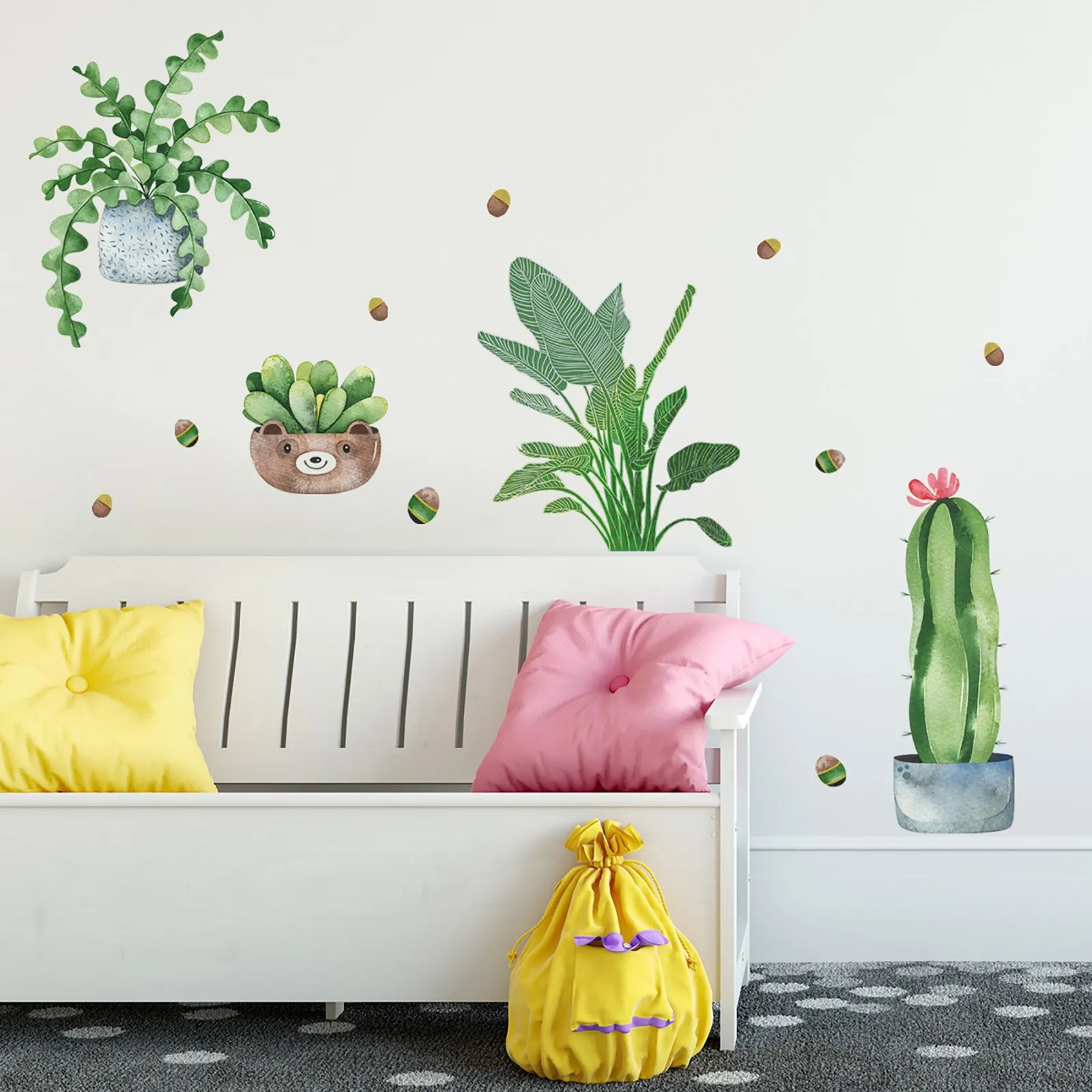 

Настенная Наклейка светится в темноте, наклейка на стену в горшке с растениями, съемная настенная виниловая наклейка, декор для детской спа...