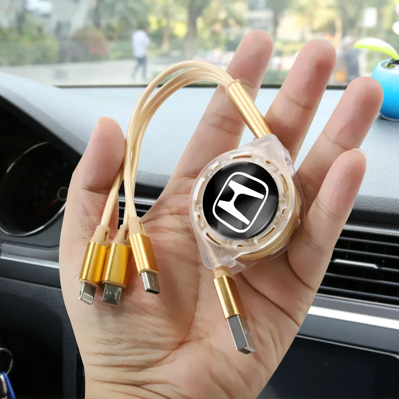 Выдвижной USB-кабель 3 в 1 для передачи данных и быстрой зарядки телефона Honda Forza Civic