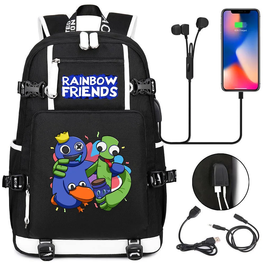 

Rainbow FriendsRainbow Friends Shoulder BackpackAnime Peripheral Shoulder BagUSB Large Capacity Travel Bag Children's Toys Gifts