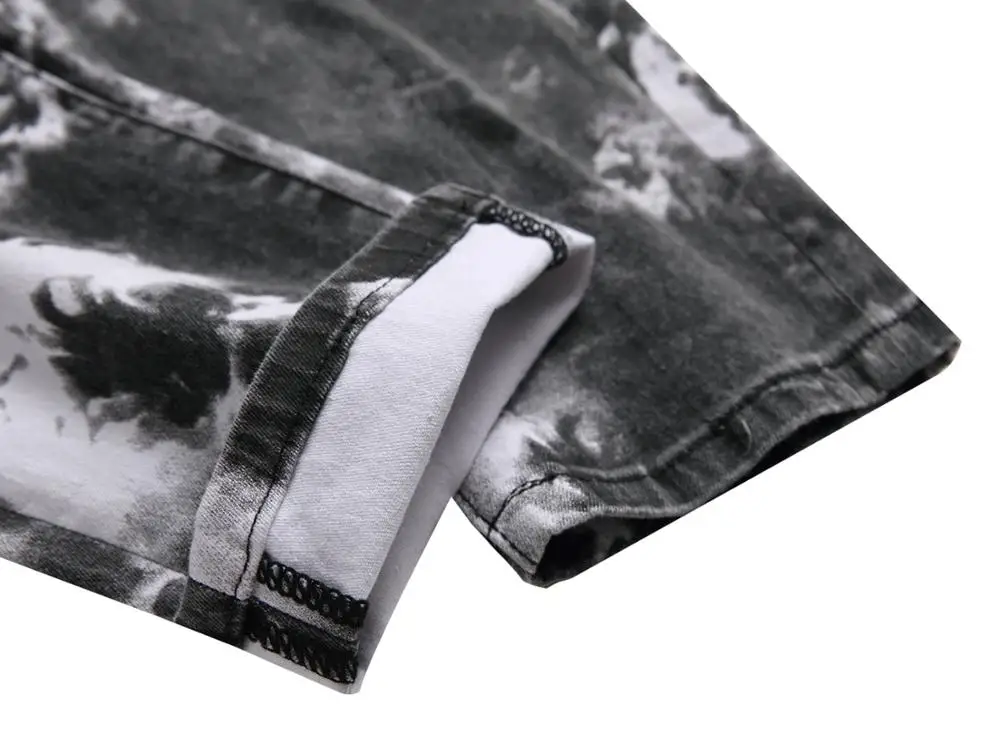 Ropa Модные мужские джинсы стрейч Slim Fit черные брюки уличные повседневные тай-дай