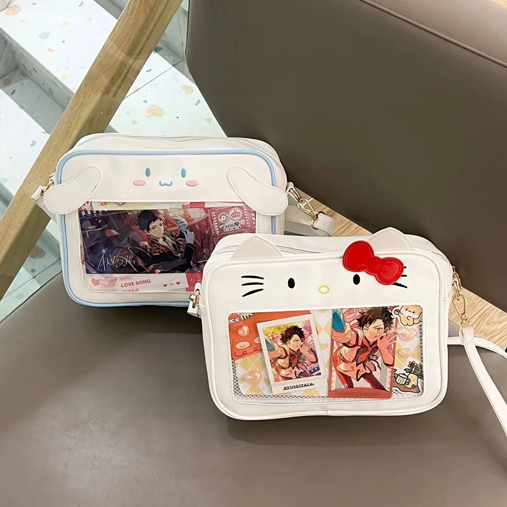 Sanrio Hellokitty Cinnamorol Kuromi ПУ квадратная сумка прозрачная аниме боль Сумка милая