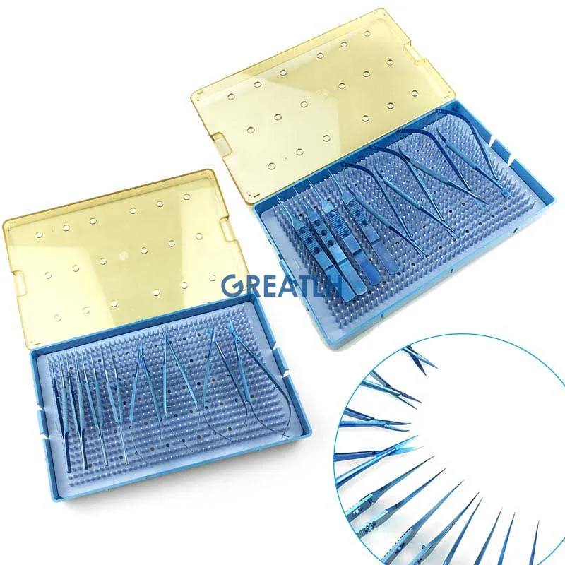 

8 шт. держатель игл из титанового сплава, щипцы для глаз, офтальмологические ножницы, щипцы для век, офтальмологический инструмент