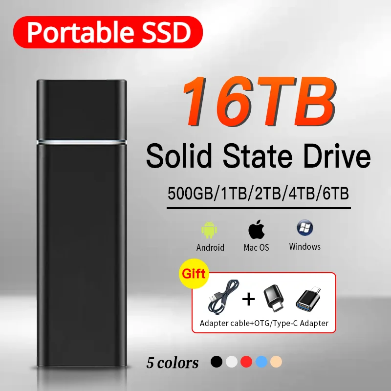 

New Portable SSD 1TB 2TB External Solid State Drive USB 3.1 Type-C Mobile Storage Device for Computer Laptop Mac