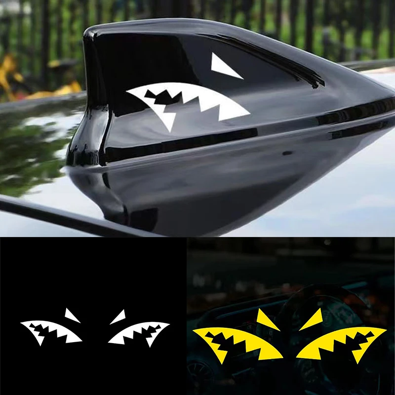 

Car Stickers Shark Mouth Styling Rearview Mirror Night Reflective Vinyl Decals Shark Fin Antenna Decor Sticker Car Accessories