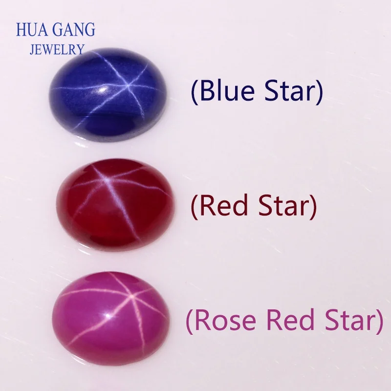 

3x5-12x16mm Oval Shape Synthetic Red Blue Rose Star Corundum Stone Cabochon Flat Bottom Beads For Jewelry Making DIY Gems Stones