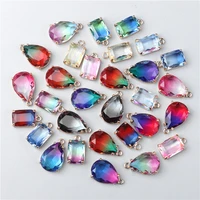 5pcs gradient crystal glass cutting surface charms trend pendants for lovers jewelry making diy necklaces earrings accessories