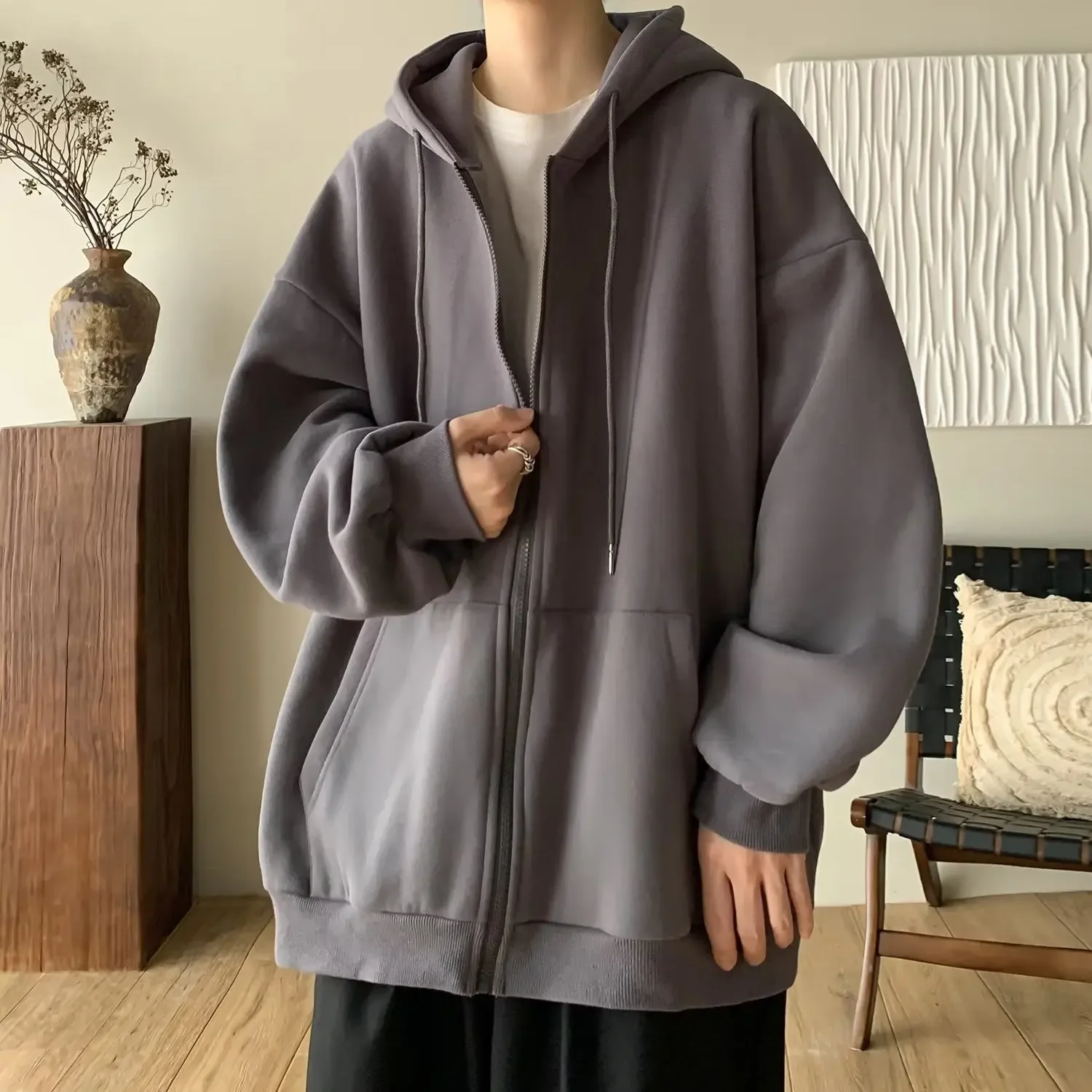 Художественный повседневный мужской свитшот с капюшоном свободного покроя