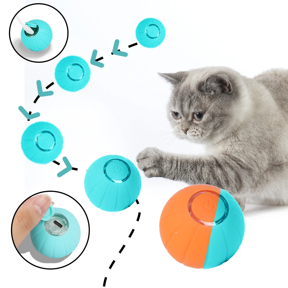 

Training Self-moving Kitten Toys Automatic Rolling Ball Smart Cat Toys USB Rechargeable Cat Ball Cat Interactive Toys
