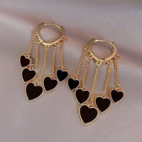 2022 new design gold earrings heart pendant tassel earrings unusual accessories for ladies girls korean fashion jewelry party