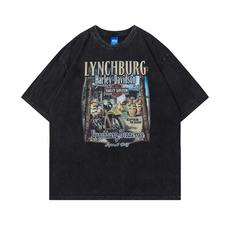 

2022 new summer men’s short sleeves vintage print craft men’s t shirt loose