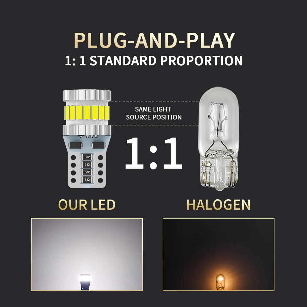 2 шт. T10 W5W светодиодные лампы Canbus Super Bright без ошибок лампа для внутренней двери