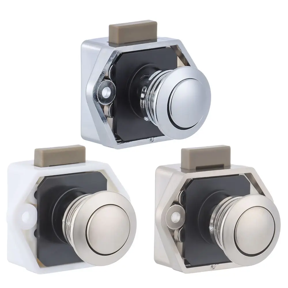 

Zinc Alloy Drawer Latch Button Locks For Furniture Hardware Camper Car Push Lock Latch Knob Caravan Boat Motor Home Cabinet Lock