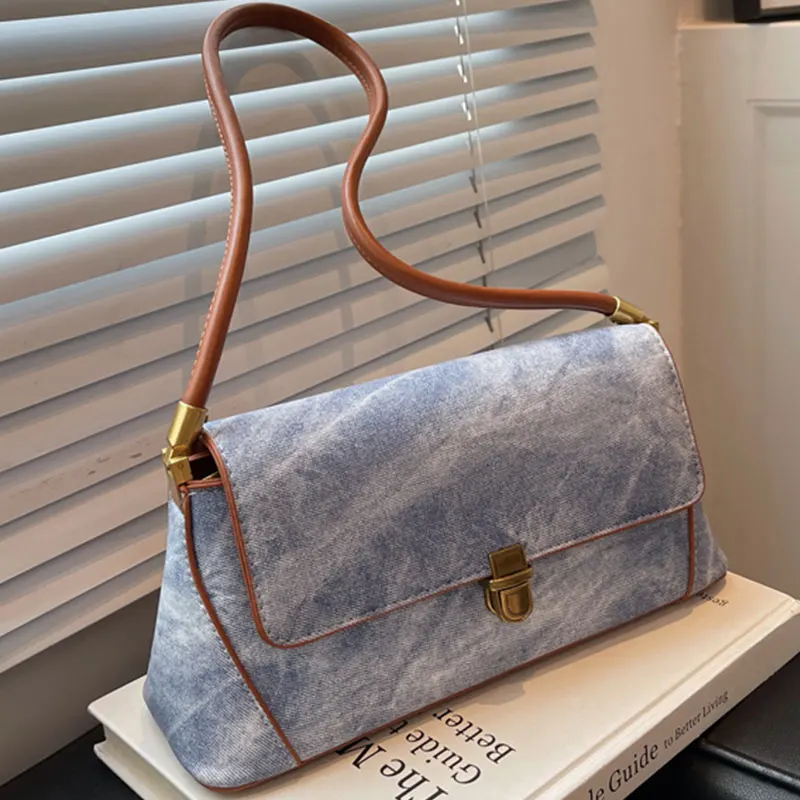 

Women Bags Fashion Handbags 2022 New Trend Handbags Retro Denim Shoulder Underarm Bag Casual Women Shoulder Pack Quality Flap