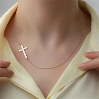 christian personalized cross carved name necklace stainless steel pendant valentines day gift amulet