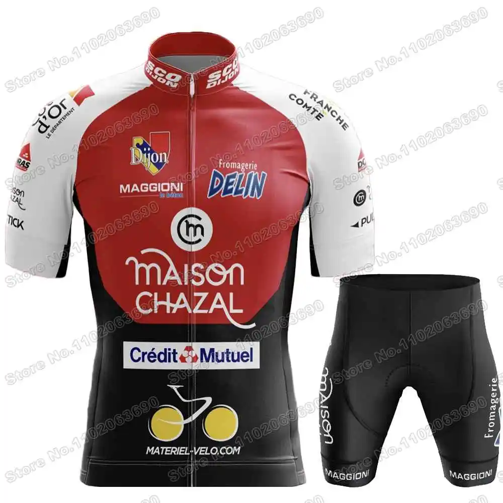 2023 SCO Dijon Cycling Jersey Set France Team Cycling Clothing Kits Men Summer Road Bike Suit Bicycle Bib Shorts MTB Maillot images - 6
